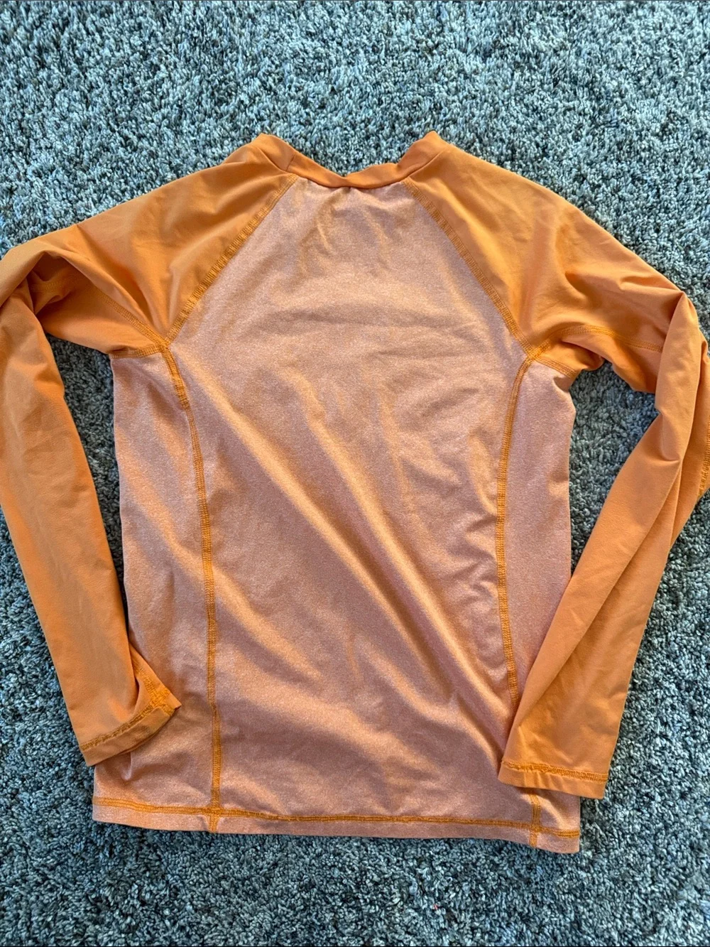 art class Orange Long-Sleeve Kids Swim Top with White Wave Logo